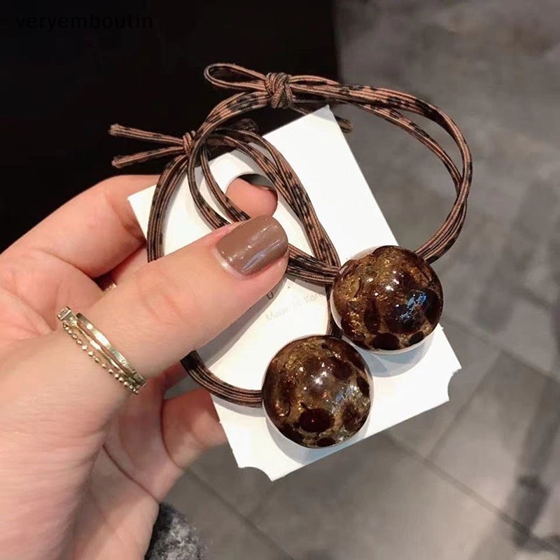 Dây Cột Tóc Cao Su Co Giãn Cao Họa Tiết Da Báo Phong Cách Hàn Quốc Ins n