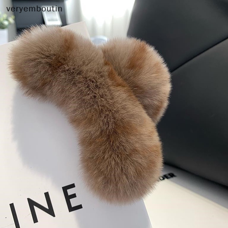 Kẹp Tóc Càng Cua Cỡ Lớn Phối Lông Thỏ Dễ Thương Cho Nữ