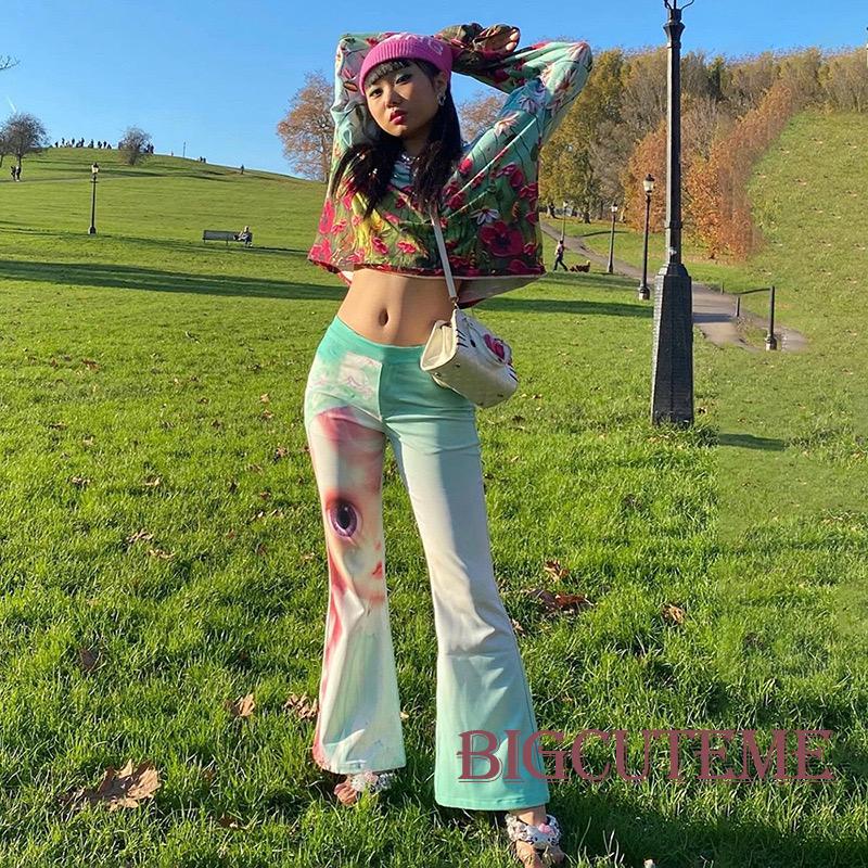 [] - Áo hai dây / Quần Dài / Áo Không Tay In Hình Búp Bê Kèm Quần Lưng Thấp Thời Trang Mùa Hè Cho Nữ