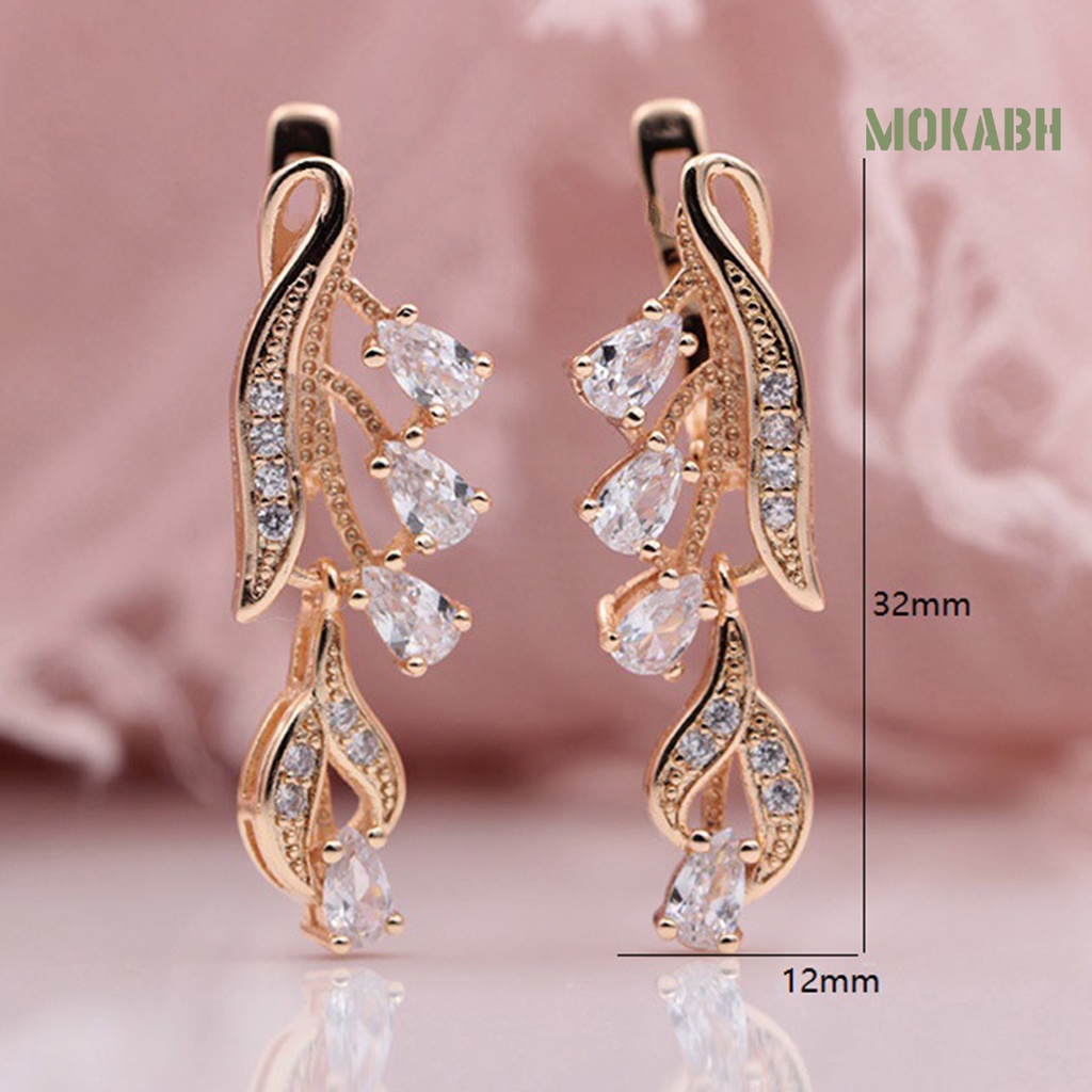1 Đôi Bông Tai Dài Hình Giọt Nước Đính Đá Zircon Đơn Giản Dành Cho Nữ