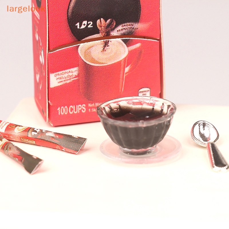 1 Set Mô Hình Ly Cà Phê + Hộp Đóng Gói Độc Đáo Trang Trí Nhà Búp Bê 1: 12