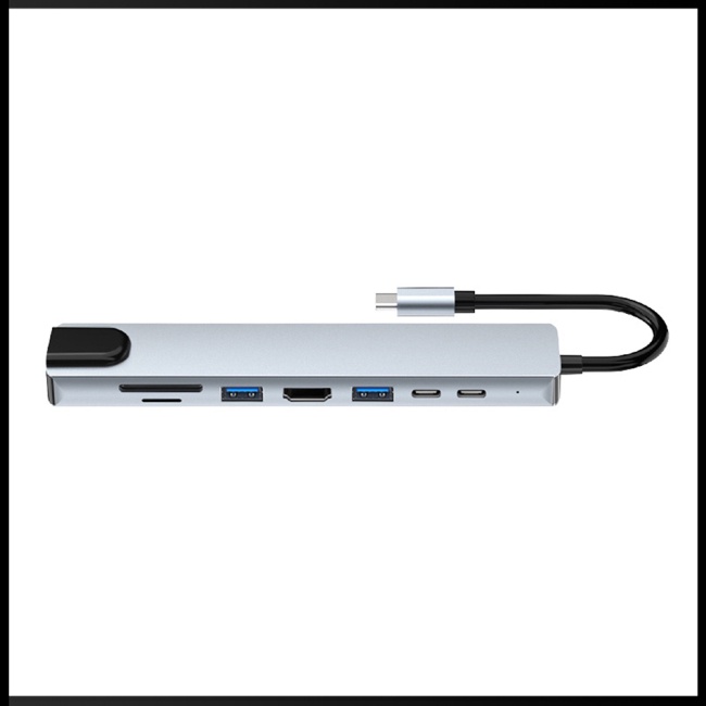 Bộ Chia Cổng Usb Type-c 8 Trong 1 Đa Năng Bằng Hợp Kim Nhôm Cho Notebook