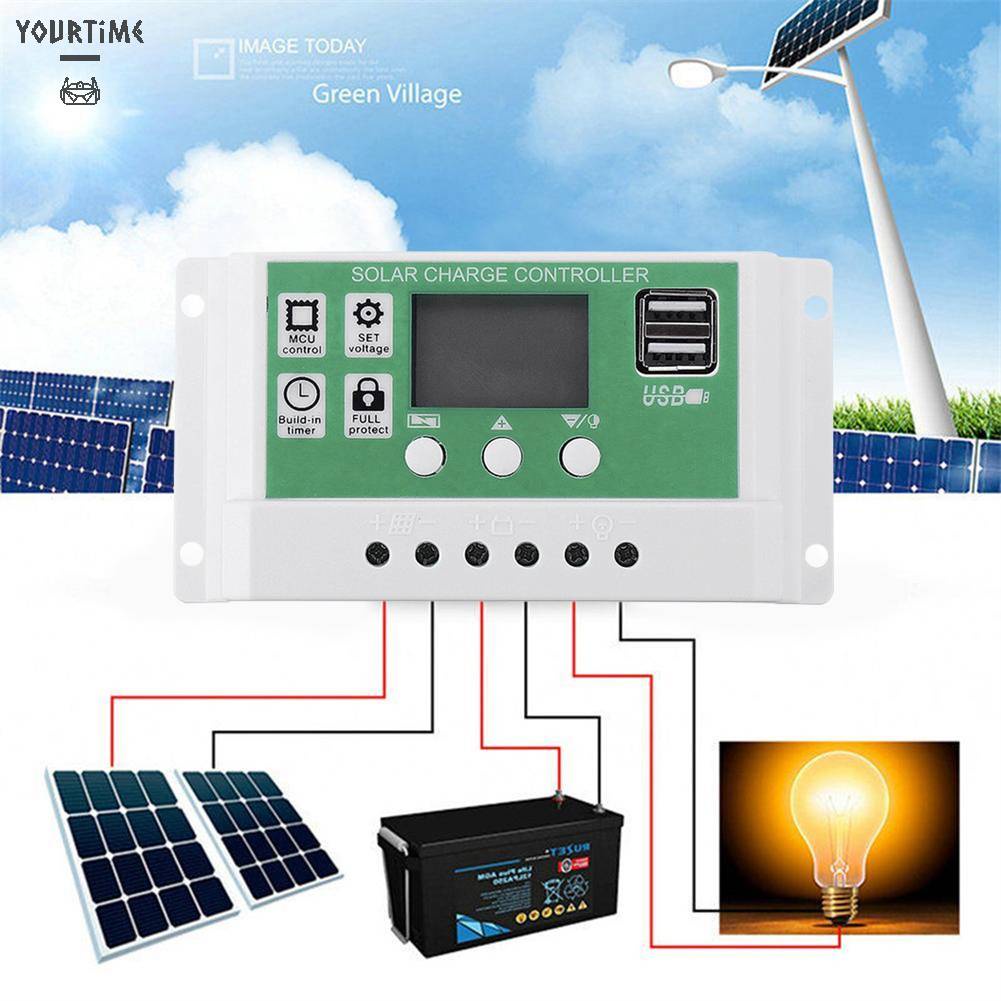 Bộ Điều Khiển Sạc 10A 20A 30A 40A 50A 60A 12V 24V Có Màn Hình LCD