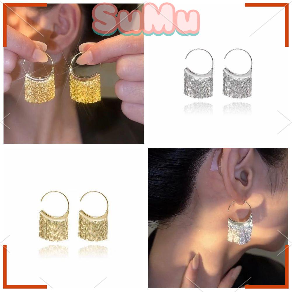 Bông Tai Tua Rua Đính Kim Sa Thời Trang Dành Cho Nữ