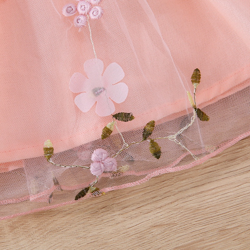 Đầm Xòe Công Chúa Bằng Vải Tuyn Tay Cộc Dành Cho Bé Gái 3-18 Tháng Tuổi