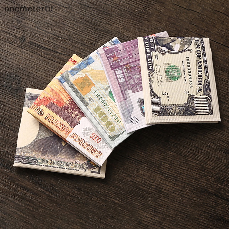 1 Ví Canvas Đựng Tiền / Thẻ Tín Dụng In Họa Tiết Giấy Ghi Chú Dễ Thương