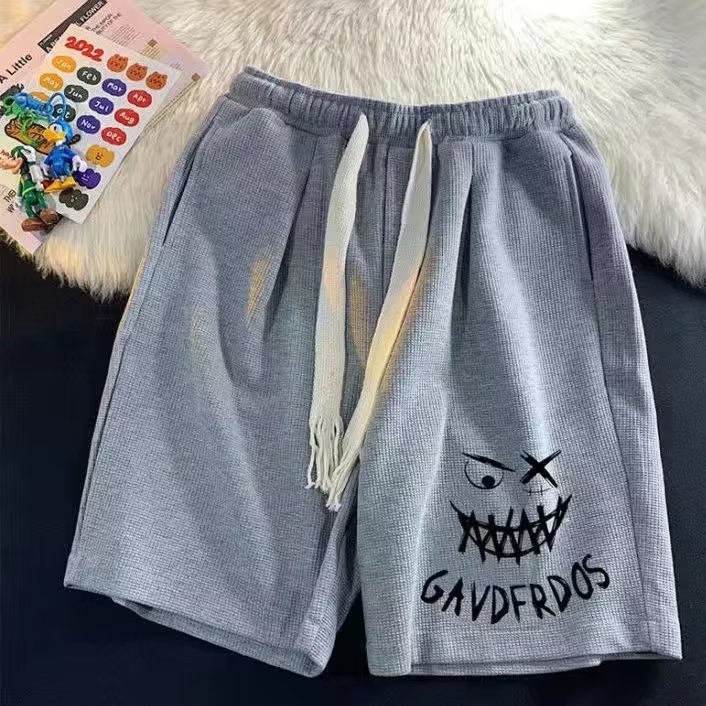 [Chất Lượng Cao] Quần Short Dáng Rộng Thoáng Khí Thoải Mái In Hình Mặt Cười Graffiti Waffle Đường Phố Thời Trang Mùa Hè Cho Cặp Đôi