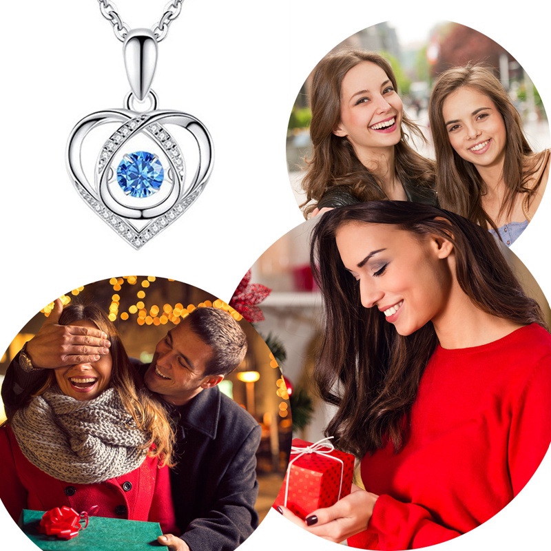 Ygt Vòng cổ Bằng Thép Không Gỉ Mặt Hình Trái Tim Đính Đá Pha Lê Màu Xanh Dương Sang Trọng Thời Trang Cho Nữ