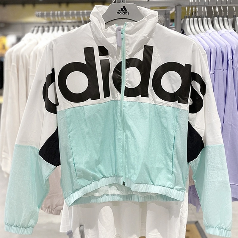 Áo Khoác Adidas 100% Chính Hãng Dáng Ngắn Chống Gió Cổ Đứng Trọng Lượng Nhẹ Nhanh Khô Cho Nữ
