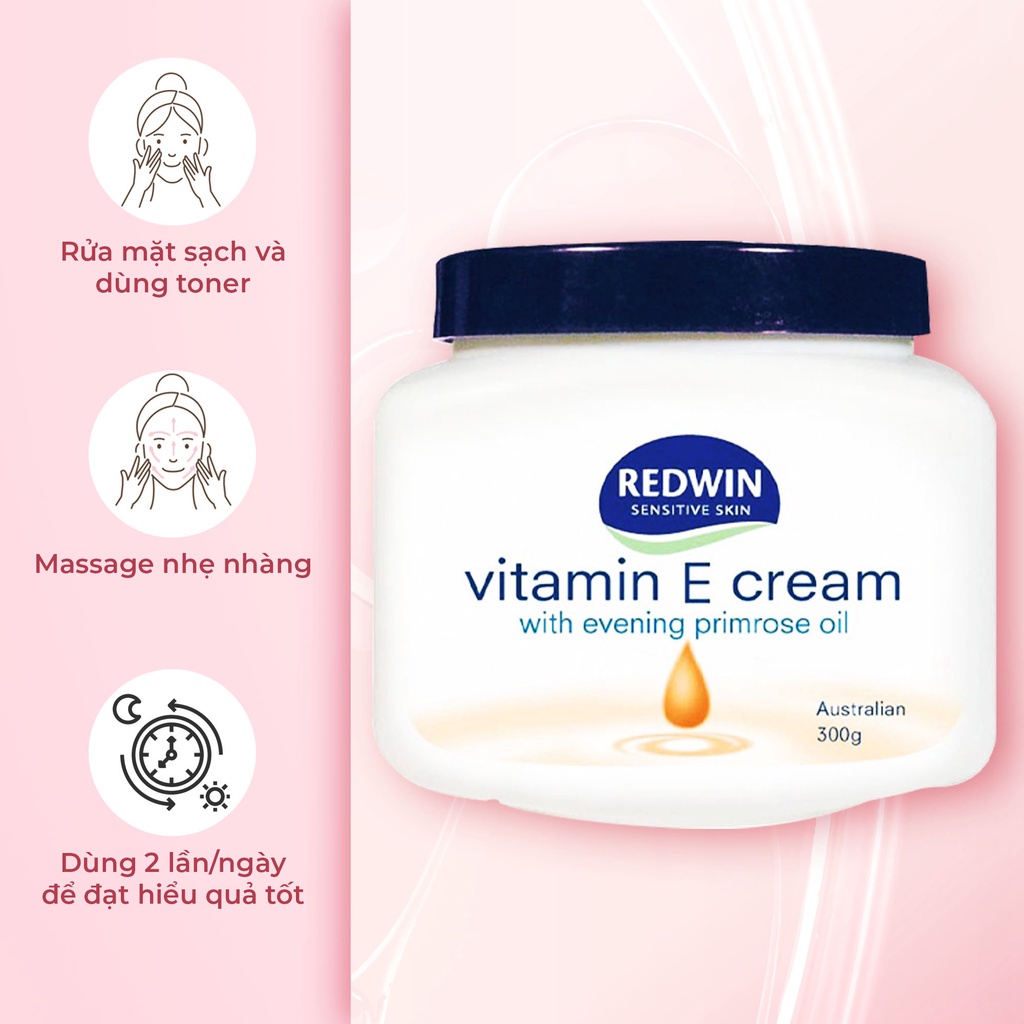 Kem Dưỡng Da Mềm Mịn Redwin Vitamin E Cream Úc 300g