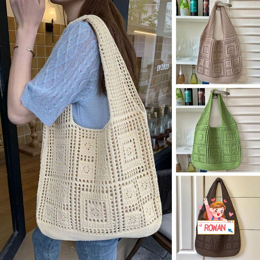 ROWANS Túi Xách Đeo Vai Đan Len Cỡ Lớn Phong Cách Retro