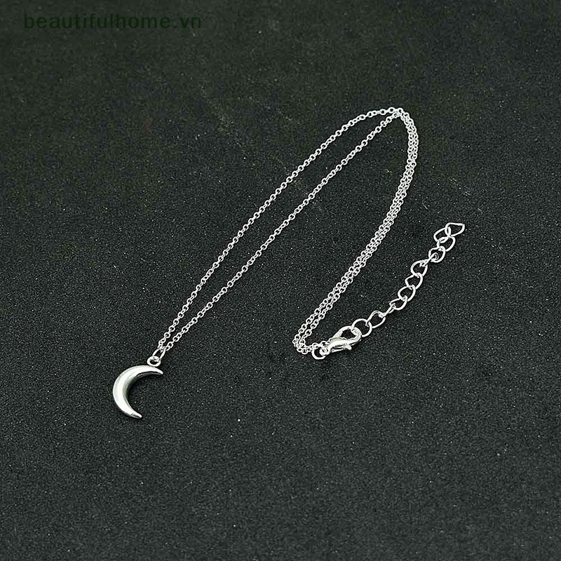 [beautifulhome] Vòng Cổ Choker Kim Loại Mặt Hình Mặt Trăng Đơn Giản Dễ Thương Màu Bạc Phong Cách Bohemia Dành Cho Nữ [beauty]