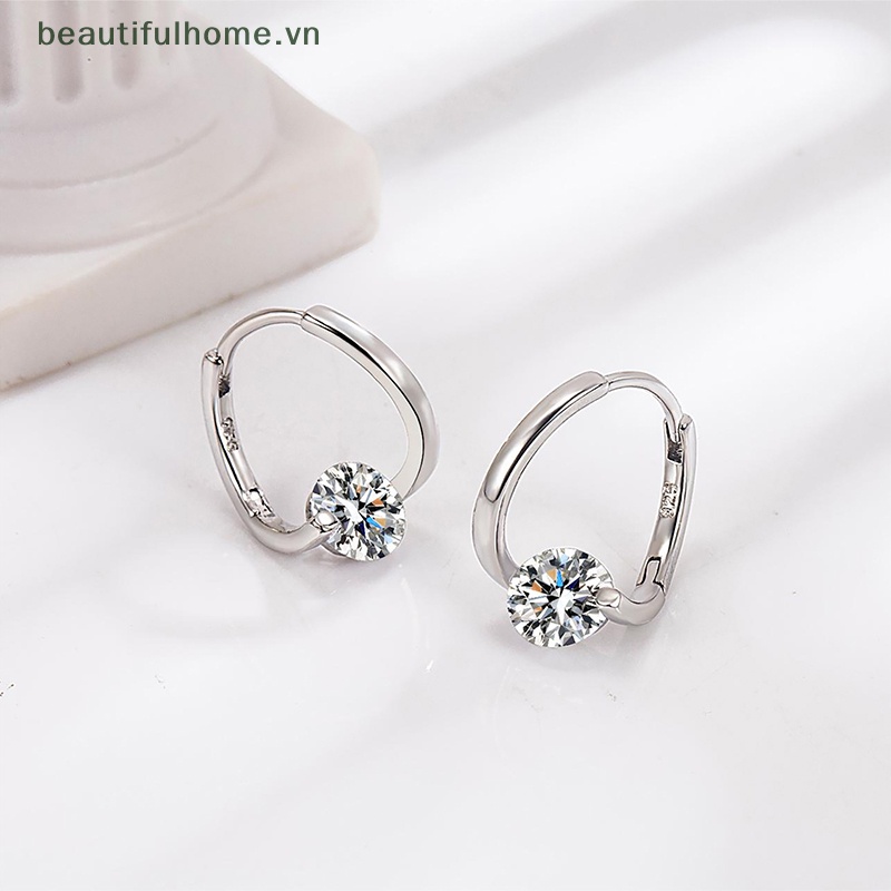 1 Đôi Bông Tai Đính Đá Zircon Đơn Giản Phong Cách Hàn Quốc Thời Trang Cho Nữ