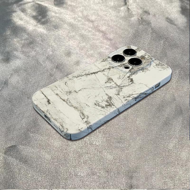 Ốp Điện Thoại Họa Tiết Đá Hoa Cương Màu Trắng Chống Sốc Cho iPhone1278 max 13 6In14Pro LQSN