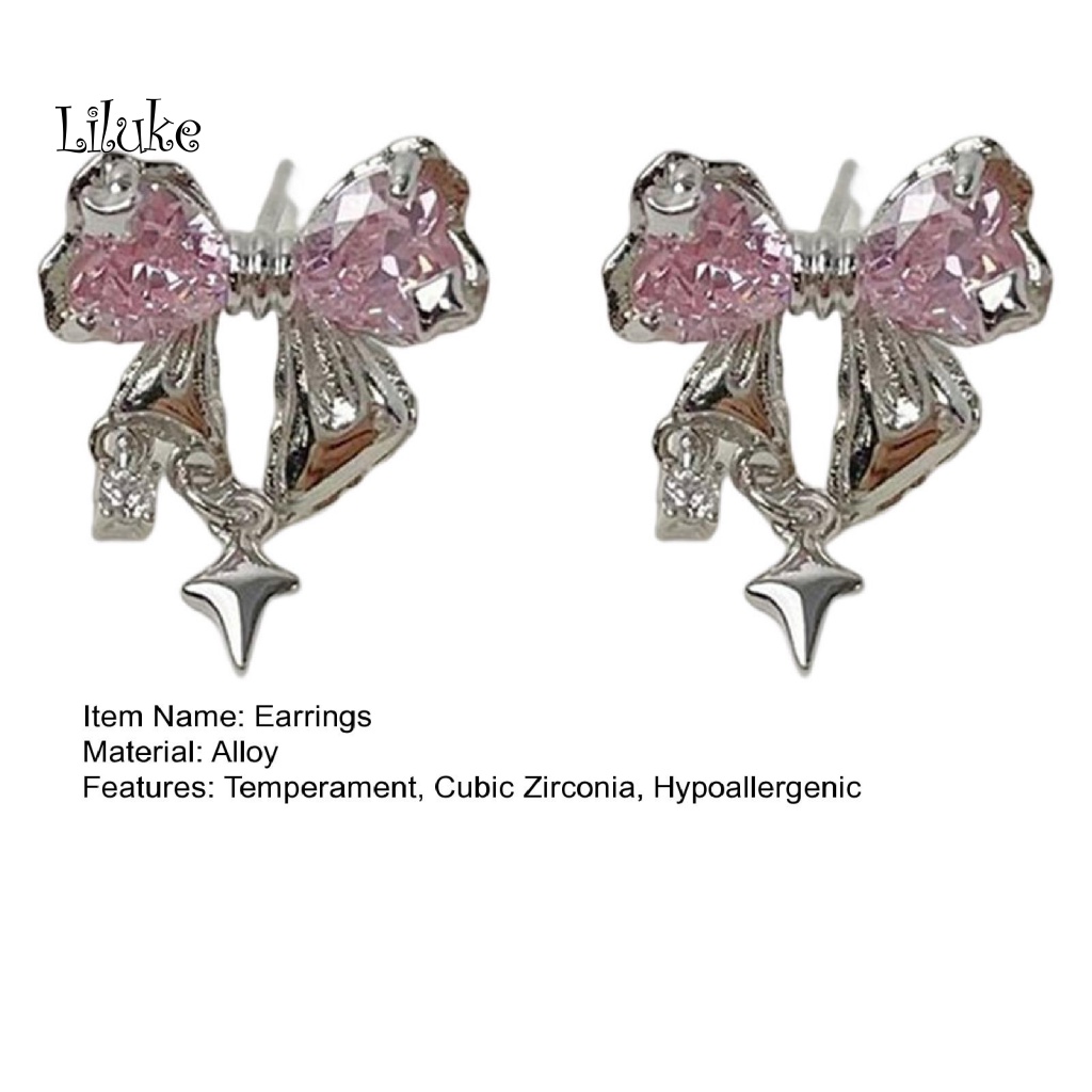 1 Đôi Bông Tai Dáng Dài Đính Đá Zircon Thời Trang