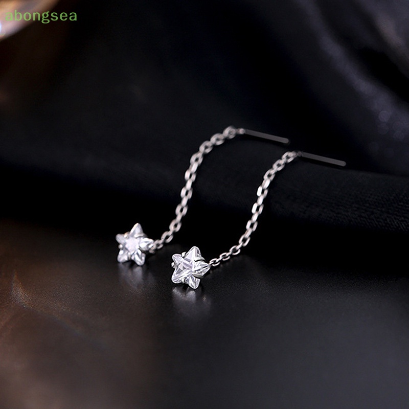 1 Bông Tai Tua Rua Dáng Dài Đính Đá Zircon Hình Ngôi Sao / Trái Tim Thời Trang Cho Nữ