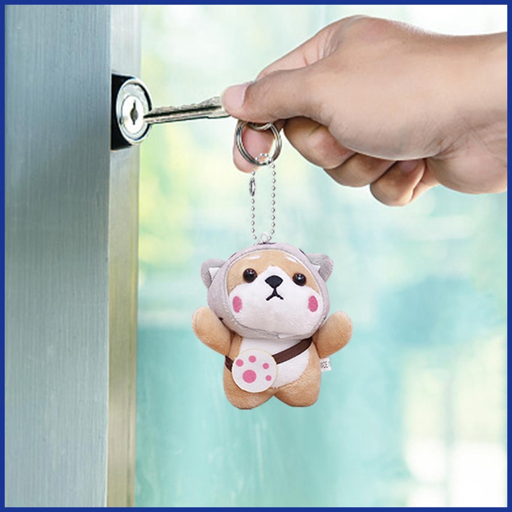 Móc Khóa Hình Chó Shiba Nhồi Bông Màu Sắc Tươi Sáng