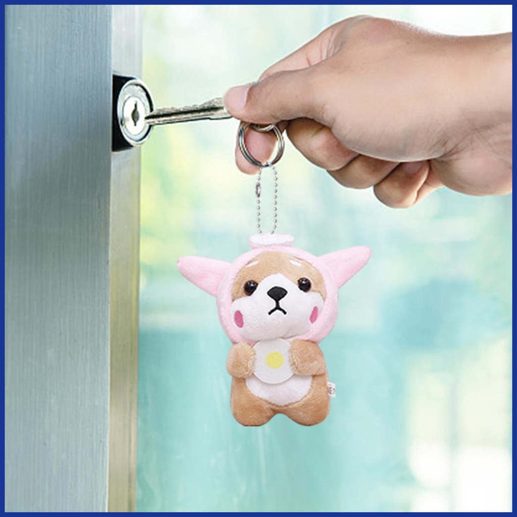 Móc Khóa Hình Chó Shiba Nhồi Bông Màu Sắc Tươi Sáng