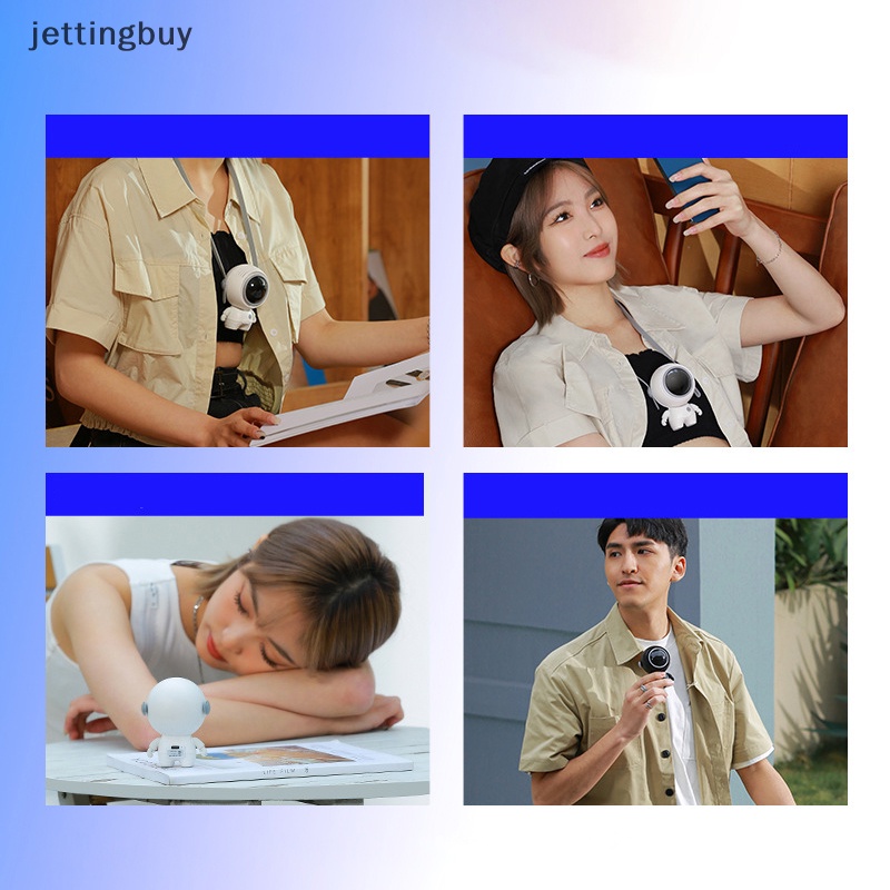 Quạt Đeo Cổ mini Cầm Tay Không Ồn Họa Tiết Hoạt Hình Sạc Cổng usb Dùng Ngoài Trời Vào Mùa Hè