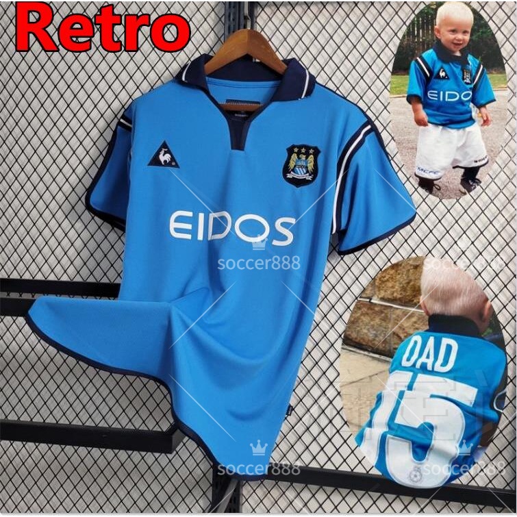 Áo Thun Bóng Đá Manchester City 2001-2002 Phong Cách Vintage