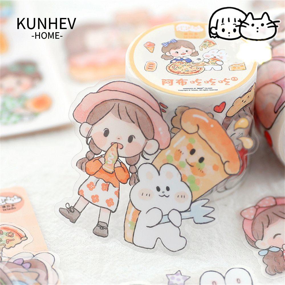 KUNHEV Bộ 27 Nhãn Dán Trang Trí Cốc / Nhật Ký / Văn Phòng Phẩm Kiểu Hoạt Hình Dễ Thương