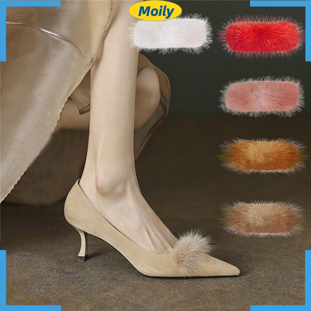 Bộ 2 Kẹp Giữ Giày Hình Chữ Nhật Bằng Vải Lông Xù Trang Trí Cho Cô Dâu