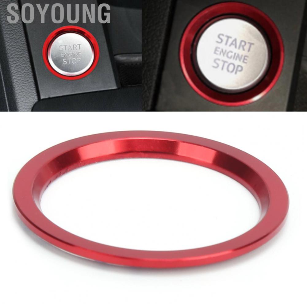 Soyoung Start Button Ring Trim  Corrosion Resistant Ignition Aluminum Alloy Replacement for Q5 8R 2009-2017 Car Interior