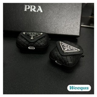 Vỏ Bảo Vệ Hộp Sạc Tai Nghe airpods 1 / 2 / 3 and airpods pro 2 Hình prada Bện Sợi Siêu Mỏng Sang Trọng