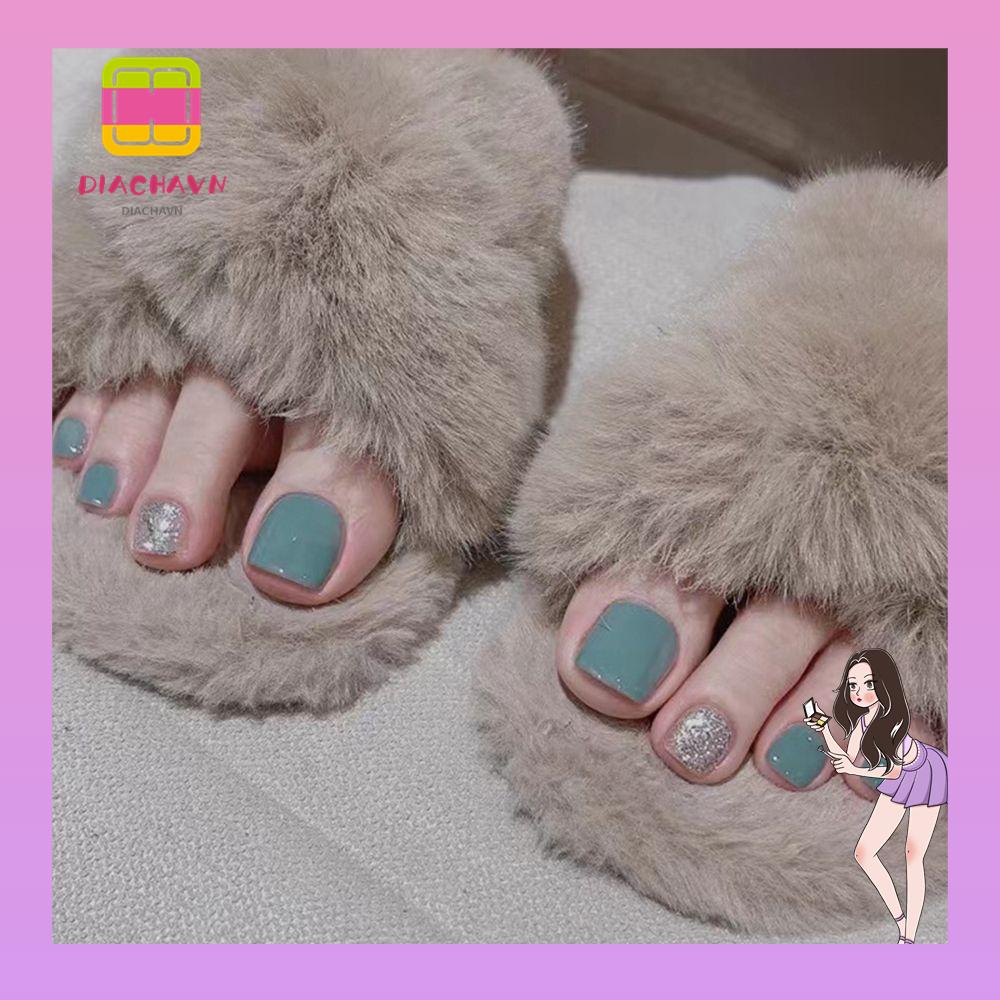 Hộp 24 Móng Chân Giả Đầu Vuông Hình Mặt Trăng