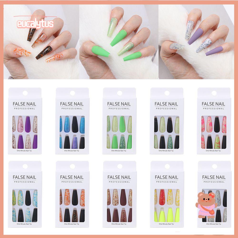 EUTUS Bộ 24 Móng Tay Giả Nối Dài Che Phủ Toàn Diện Tháo Rời Được Hình Chữ T Dành Cho Mú