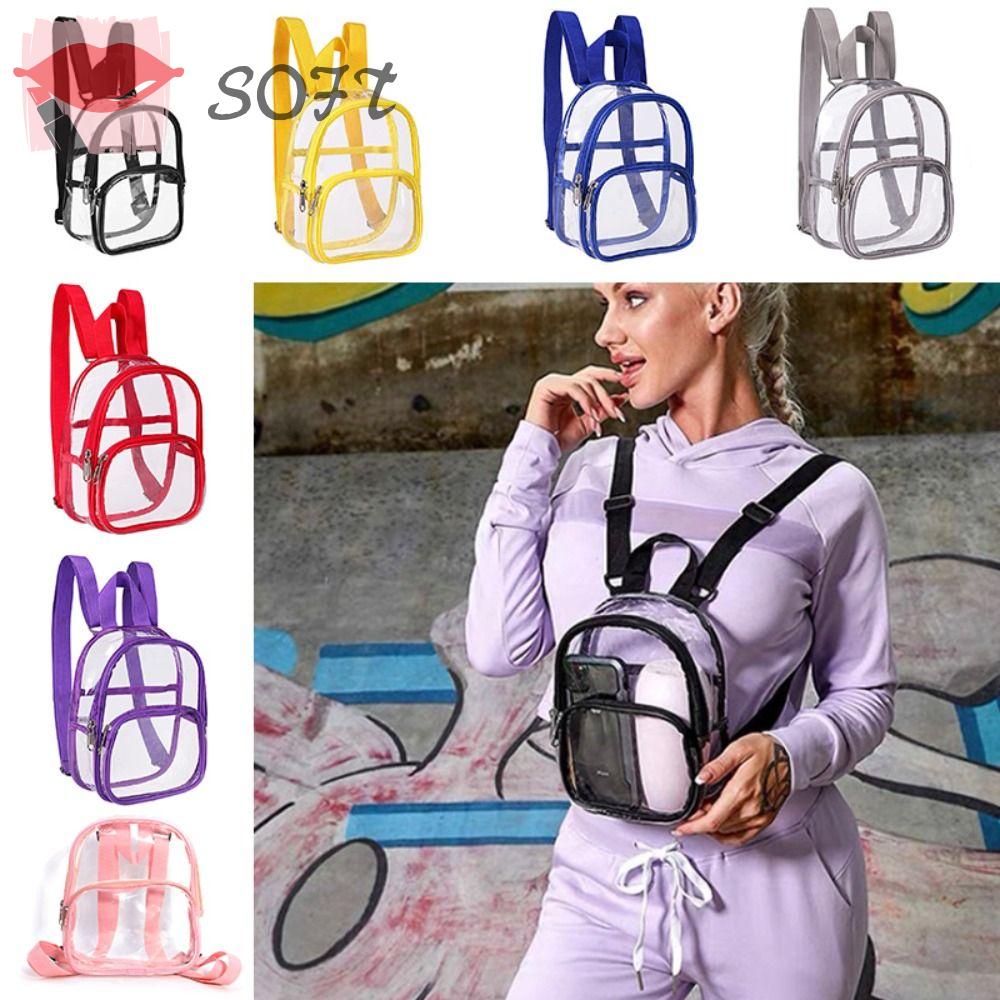 SOFTNESS Ba Lô Mini Bằng PVC Trong Suốt Có Khóa Kéo Dành Cho Học Sinh