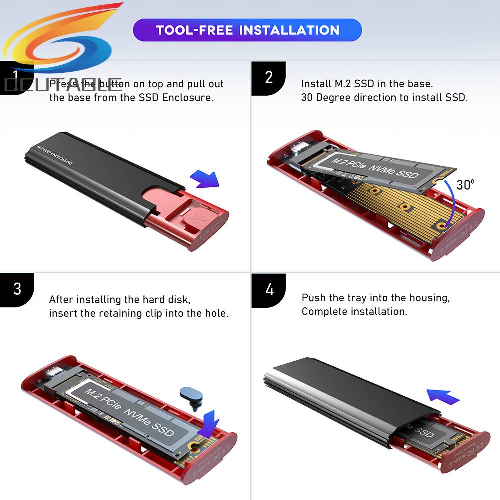 Hộp Đựng Ổ Cứng Ssd M2 2tb Nvme Pcie Ngff Sata M / b