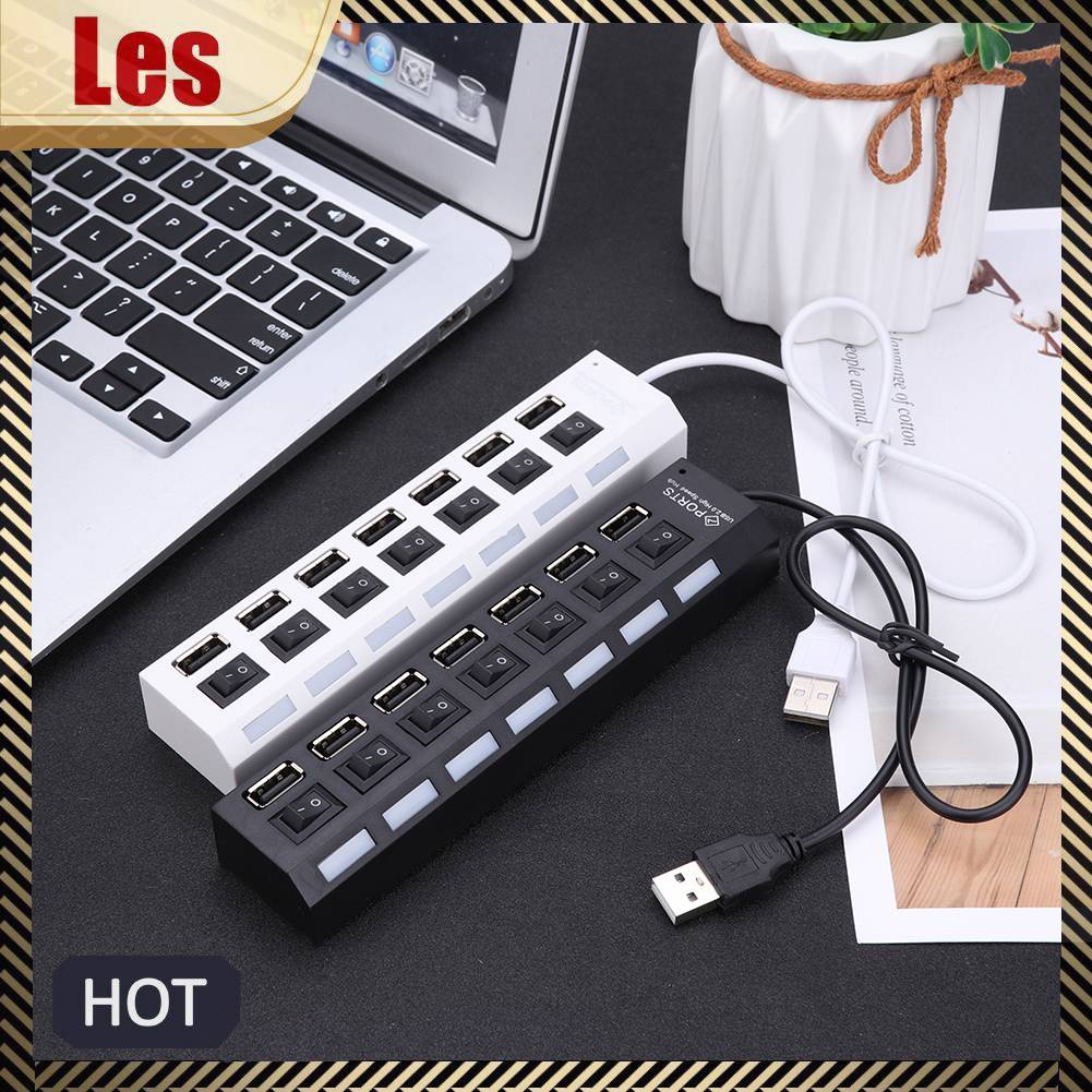 Hub 7 Cổng USB 2.0 Tốc Độ Cao Có Công Tắc Đóng / Mở Cho Laptop
