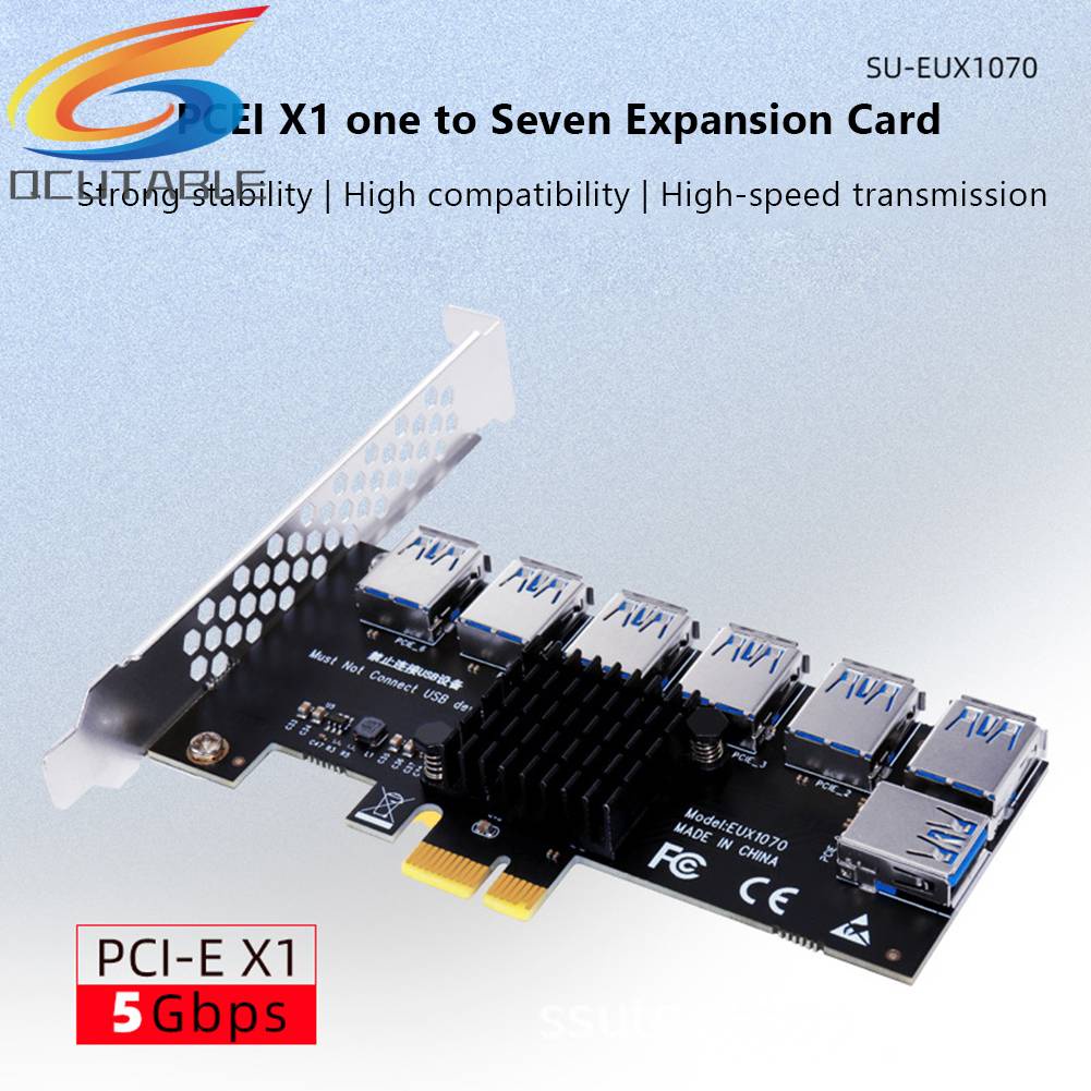 Bảng Mạch Mở Rộng EUX1070 PCI-E 1x 1 Sang 7 Cho BTC Mining PCI Giao Diện Usb 3.0