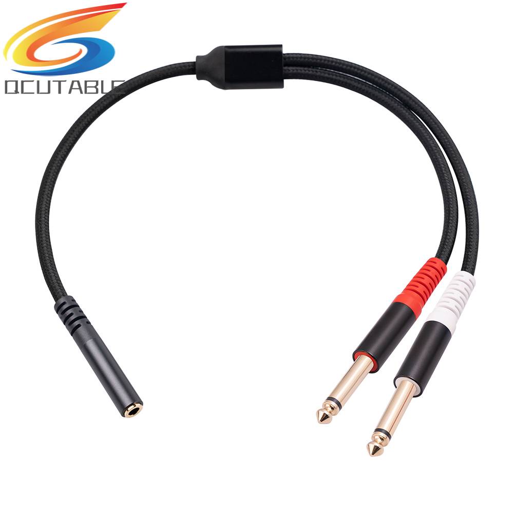 Dây Cáp Âm Thanh 3.5mm Đầu Cái Sang Đầu Đực 6.35mm Dài 0.3m Cho Loa Trộn