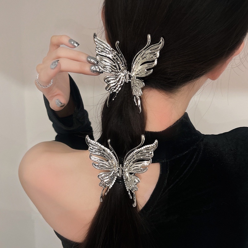 Kẹp Tóc Hình Bướm Màu Bạc Thời Trang Mùa Hè Phong Cách Hàn Quốc Cho Nữ