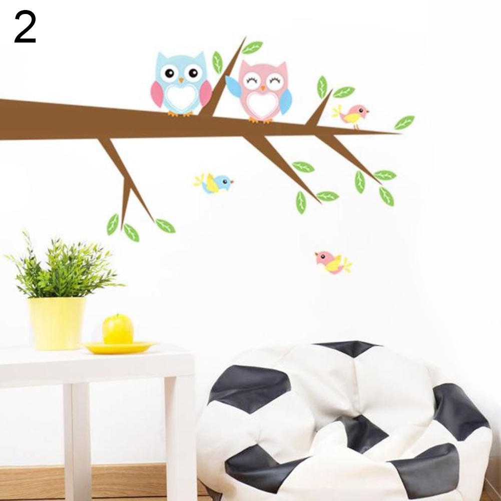 Miếng Dán Tường Trang Trí Hình Chim Cú Hoạt Hình Tháo Rời Được DIY Dành Cho Phòng Ngủ Trẻ Em