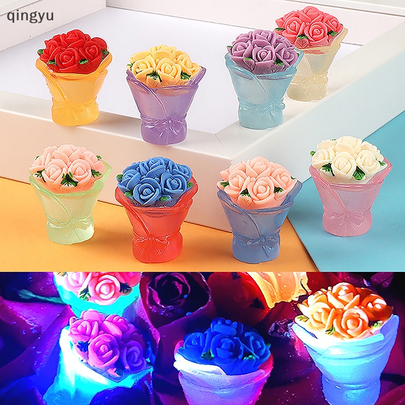 1 Bó Hoa Hồng Mini Phát Sáng Nhiều Màu Sắc Dùng Trang Trí Tiểu Cảnh