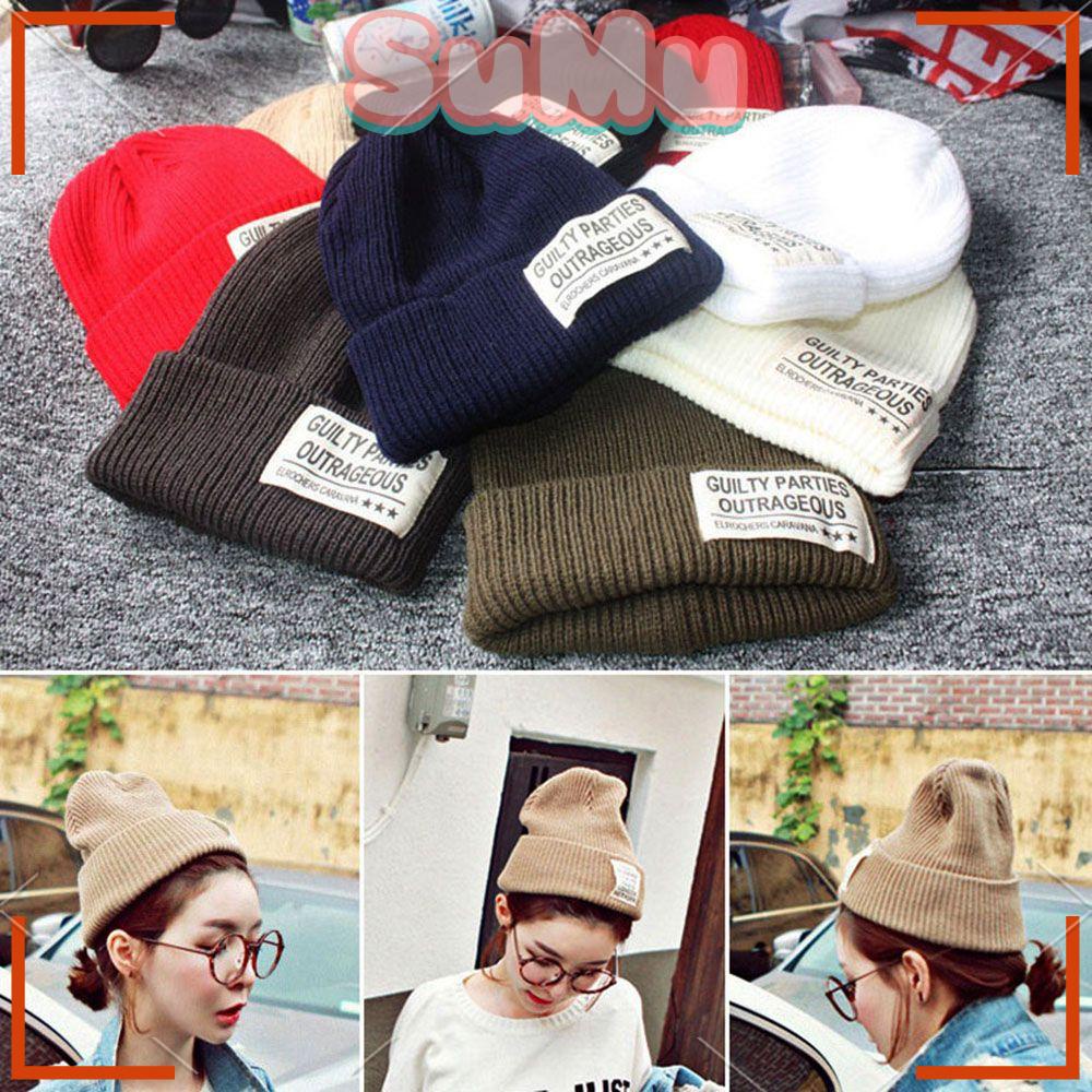 SUMU Mũ Beanie Dệt Kim Màu Trơn Dễ Thương Chất Lượng Cao Cho Nữ