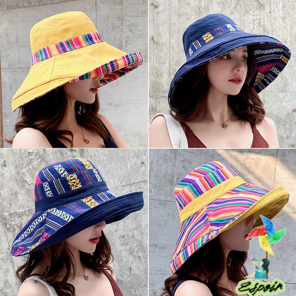ESPO Mũ Tai Bèo Hai Mặt Chống Nắng Phong Cách Retro