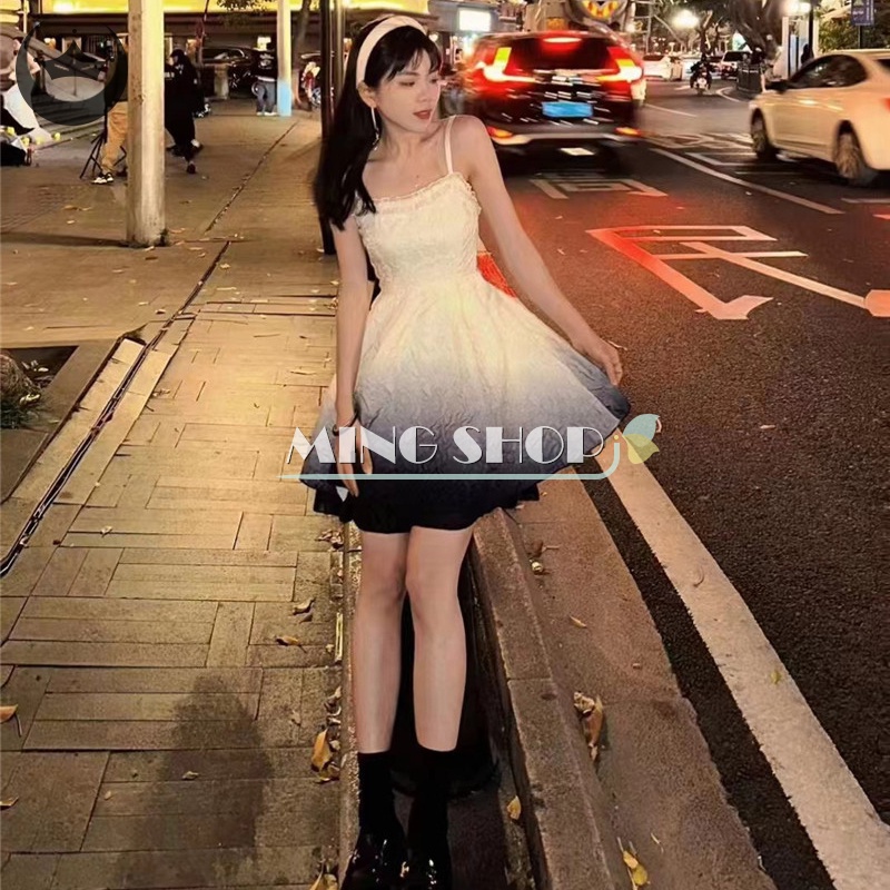 Đầm Hai Dây Dáng Chữ A Màu Gradient Thời Trang Dự Tiệc Cho Bạn Gái