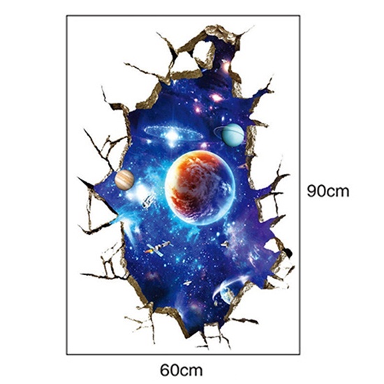 (Bất Ngờ) Hình Dán Tường Ngoài Không Gian Vũ Trụ 3D Nghệ Thuật Tự Làm Thủ Công Trang Trí Phòng Ngủ