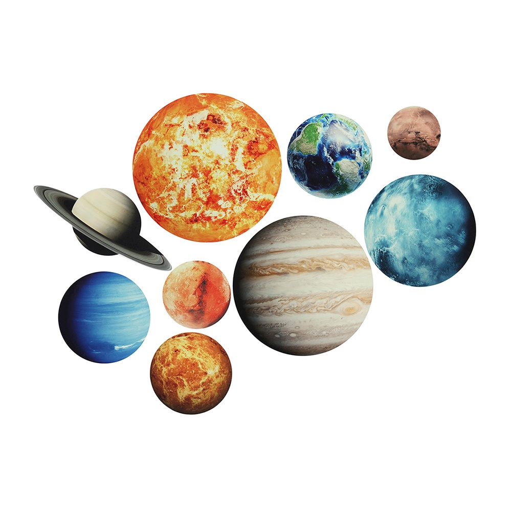 Set 9 Miếng Dán Tường Hình Các Hành Tinh Hệ Mặt Trời Dạ Quang Trang Trí Phòng Trẻ Em