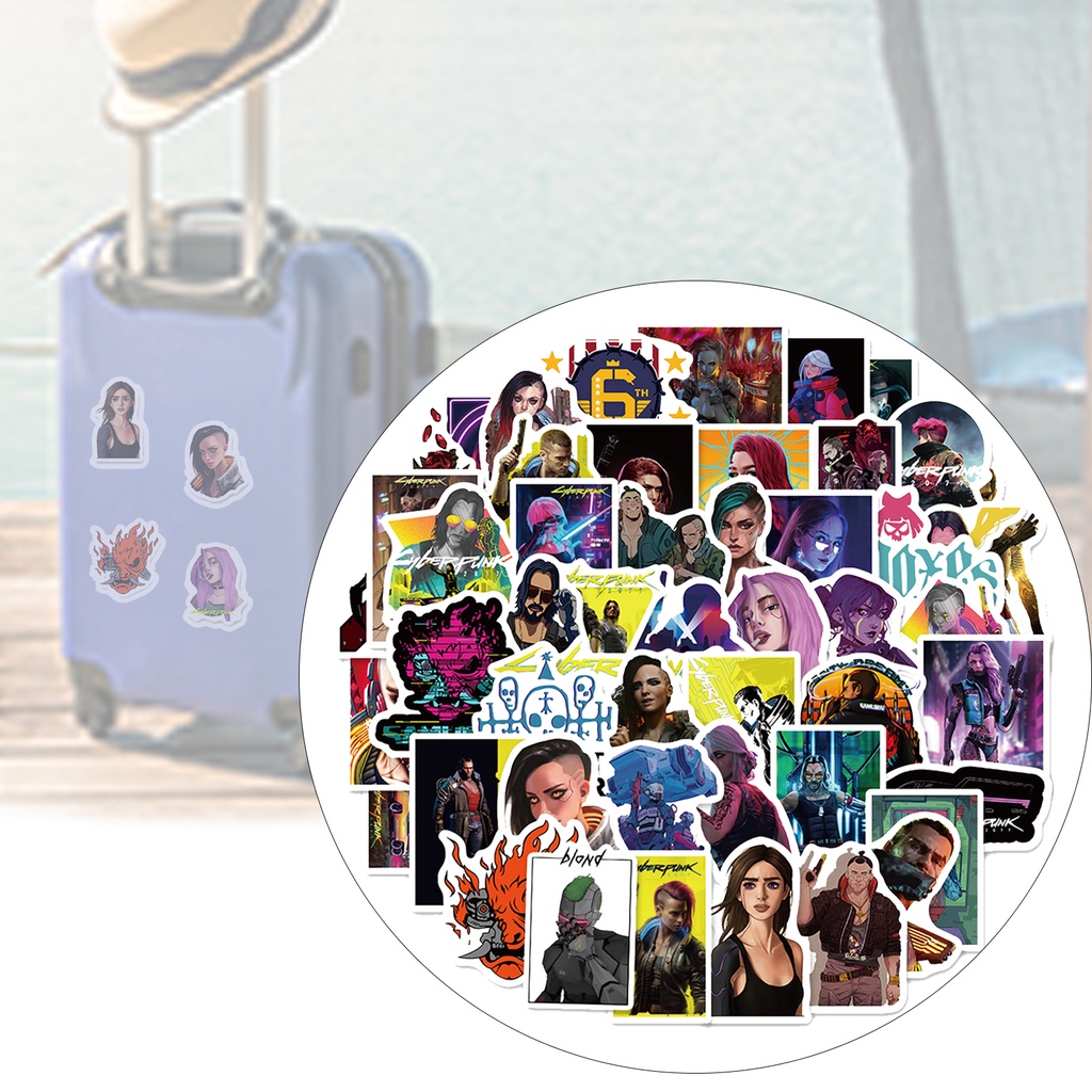 Set 50 Miếng Dán PVC Họa Tiết Hoạt Hình Graffiti Trang Trí Ván Trượt