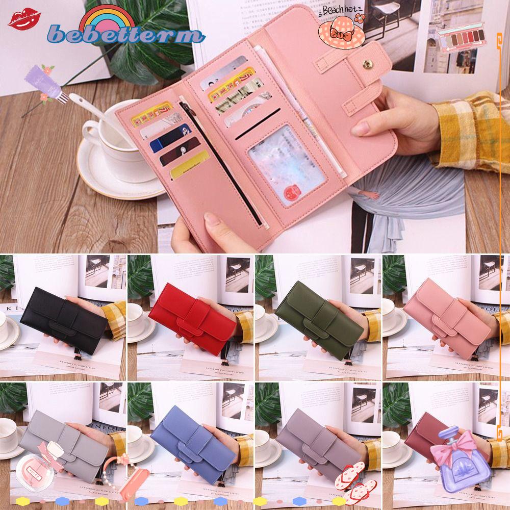 BEBETTERM Ví Da PU Dài Gập Đôi Đựng Điện Thoại, Tai Nghe