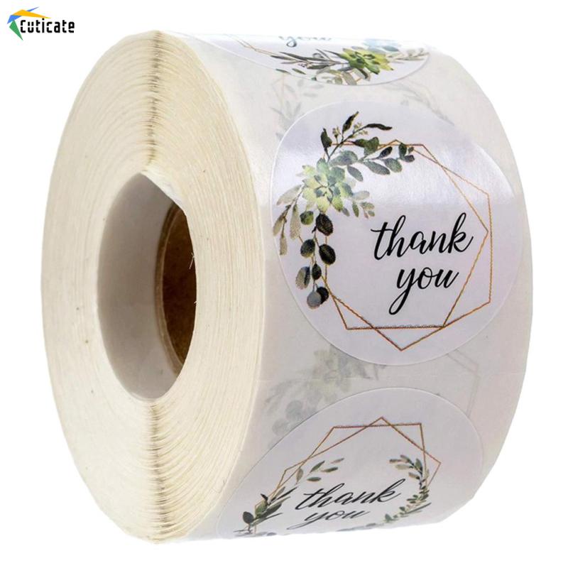 Cuộn 500 Miếng Dán Hình Tròn Trang Trí Túi Bánh Chữ Thank You Szlinyou1 DIY