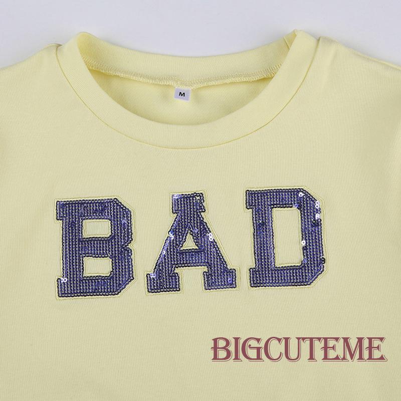 Áo Thun Lửng Ngắn Tay Cổ Tròn In Chữ Thời Trang Nữ Tính