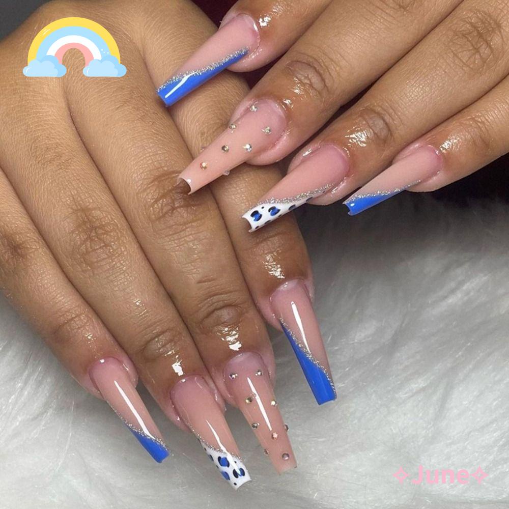 JUNE Bộ 24 Móng Tay Giả Che Phủ Toàn Diện Màu Tím Hình Bướm DIY