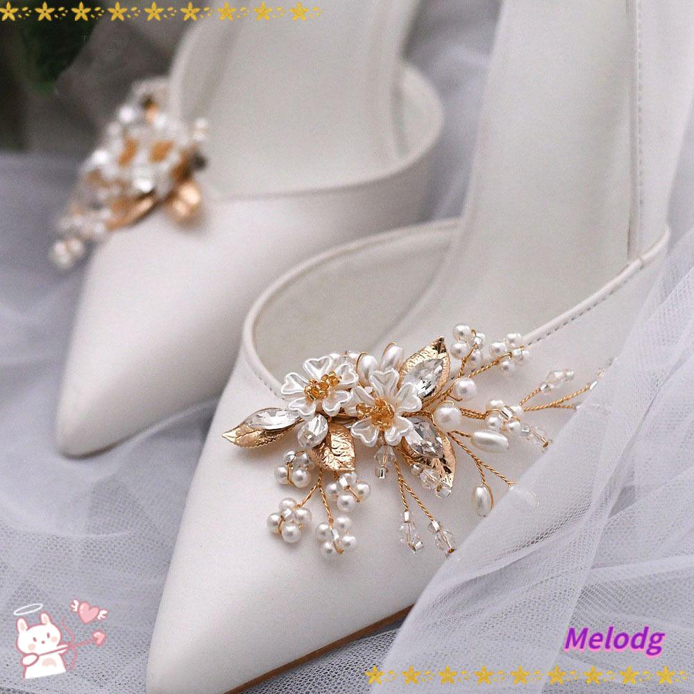 MELODG 1 Đôi (2 Đôi) Kẹp Giày Cao Gót / Giày Bốt Hoa Pha Lê Cho Cô Dâu