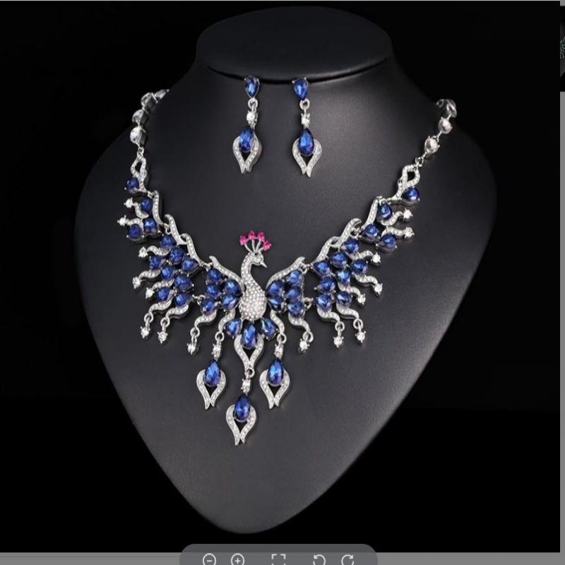 Đầm Nữ Kiểu Dáng Dễ Thương Xinh Xắn Hợp Thời Trang| Set Vòng cổ Và Bông Tai Con Công Đính Đá Pha Lê Lấp Lánh